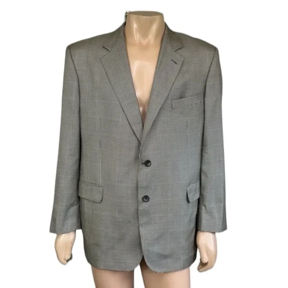 Brooks Brothers Men’s Wool/Silk Black White Houndstooth Blazer Sport Coat 45R